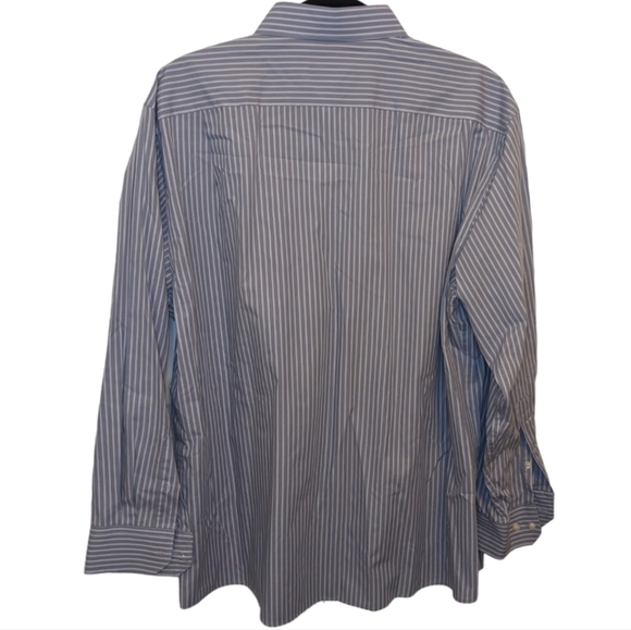 Covington Easy Care Blue/White Striped Button-Down Shirt Men's Large - Picture 2 of 10